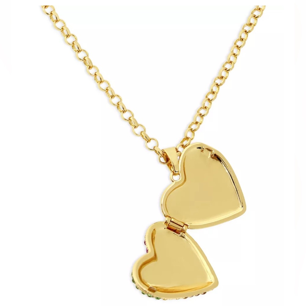 Kurt Geiger Rainbow Pavé Heart Locket Necklace - Picture 5 of 5